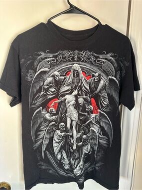 Spiral Graphic Skeleton Angel T Shirt
